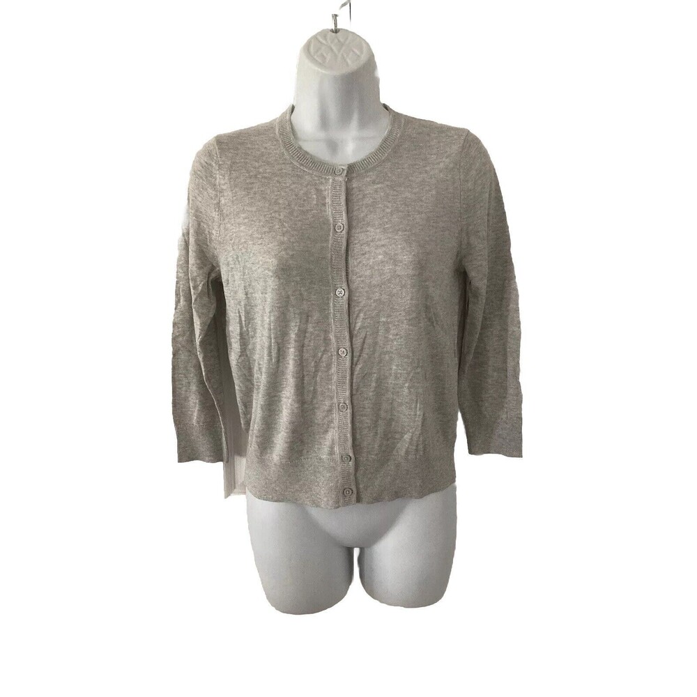 Banana Republic Forever Yarn Gray Cardigan Sweater XS Button Up 3/4 Sleeves NWT